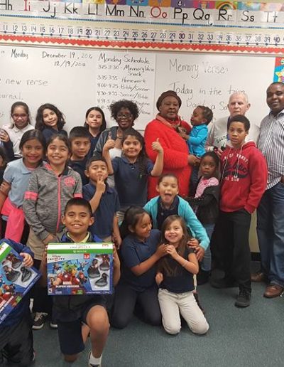 Students happy with their new toys