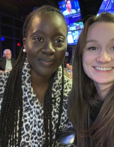 Two happy women taking a selfie