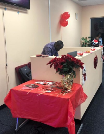 A man surrounded by love decor